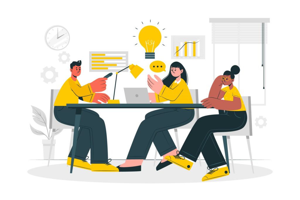 Illustration de personnes travaillant en équipe